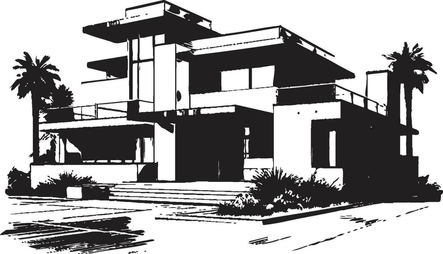 villa ontwerp schets hedendaags bouwkundig embleem in vector iconisch villa structuur modern gebouw kader in vector logo