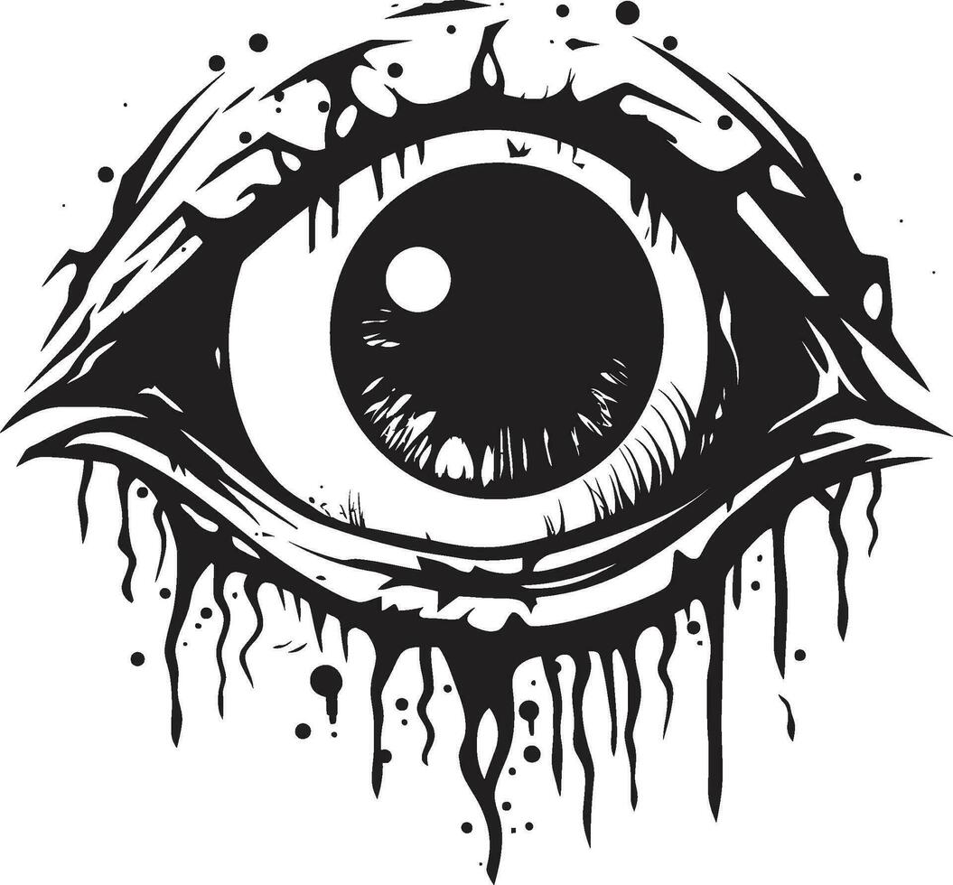 chillen zombie visie zwart vector oog ontwerp dreigend onaards oog griezelig zwart icoon