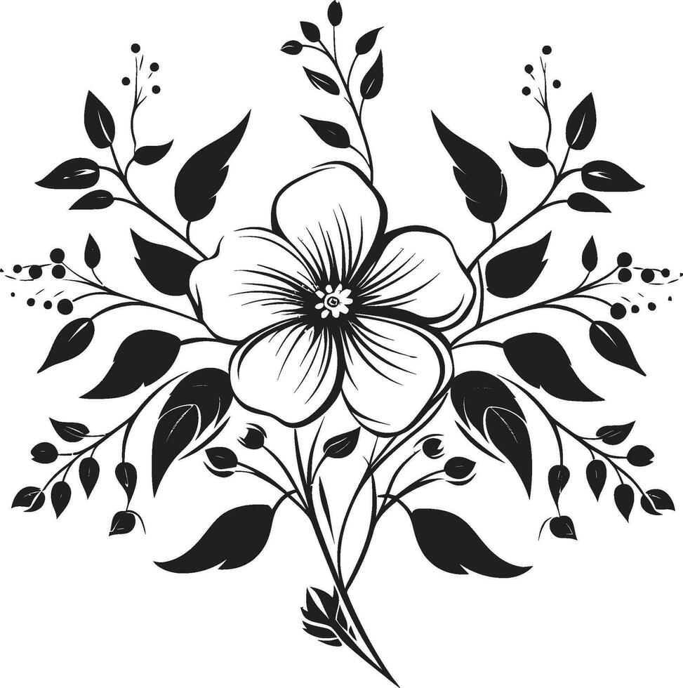 elegant geïnkt bloemblad odyssee noir embleem schetsen noir gardenia symfonie zwart bloemen vectoren