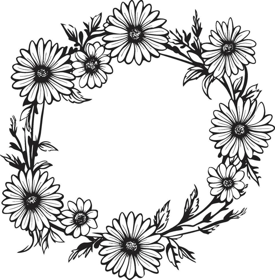 madeliefje dans ontwerp zwart vector logo icoon strak bloemen kader madeliefje bloem zwart logo