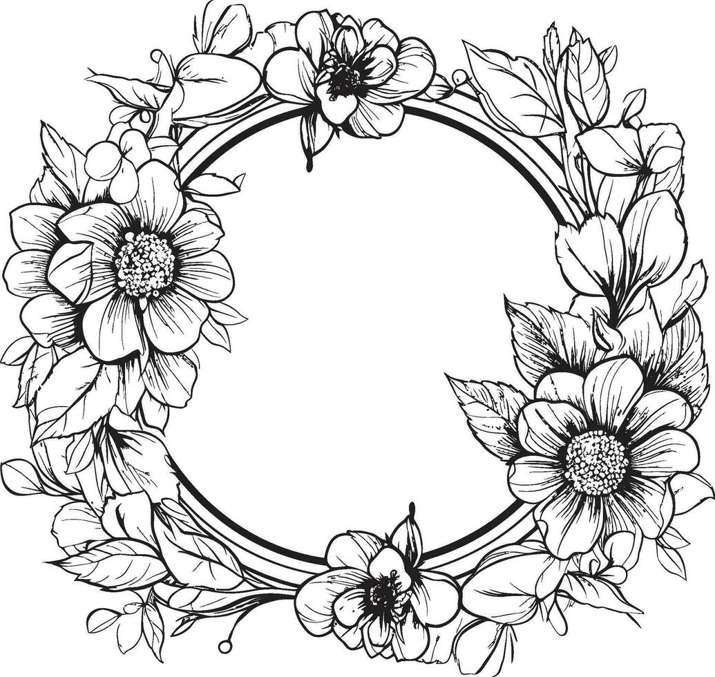 charmant boeket zwart vector icoon ontwerp artistiek floreren bloemen kader logo