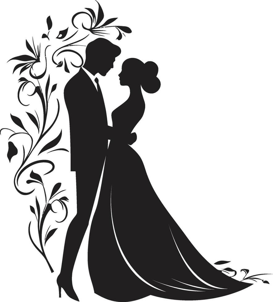 verguld romance overladen bruid en bruidegom kader fluisterde belooft decoratief kader voor de pasgetrouwden vector