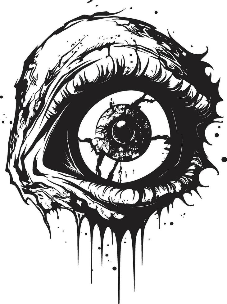 chillen ondood zicht zwart zombie oog logo verontrustend zombie blik griezelig zwart vector