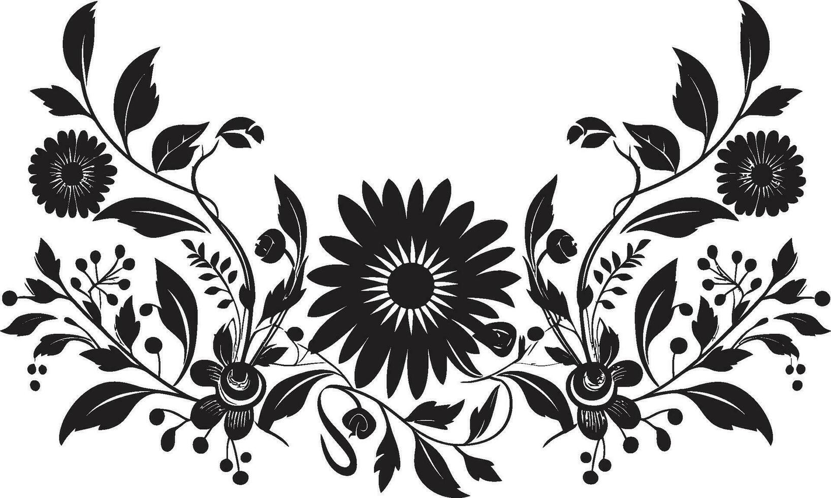 chique bloemen details uitnodiging kaart vector ornamenten ingewikkeld bloemblad composities zwart overladen embleem ontwerpen