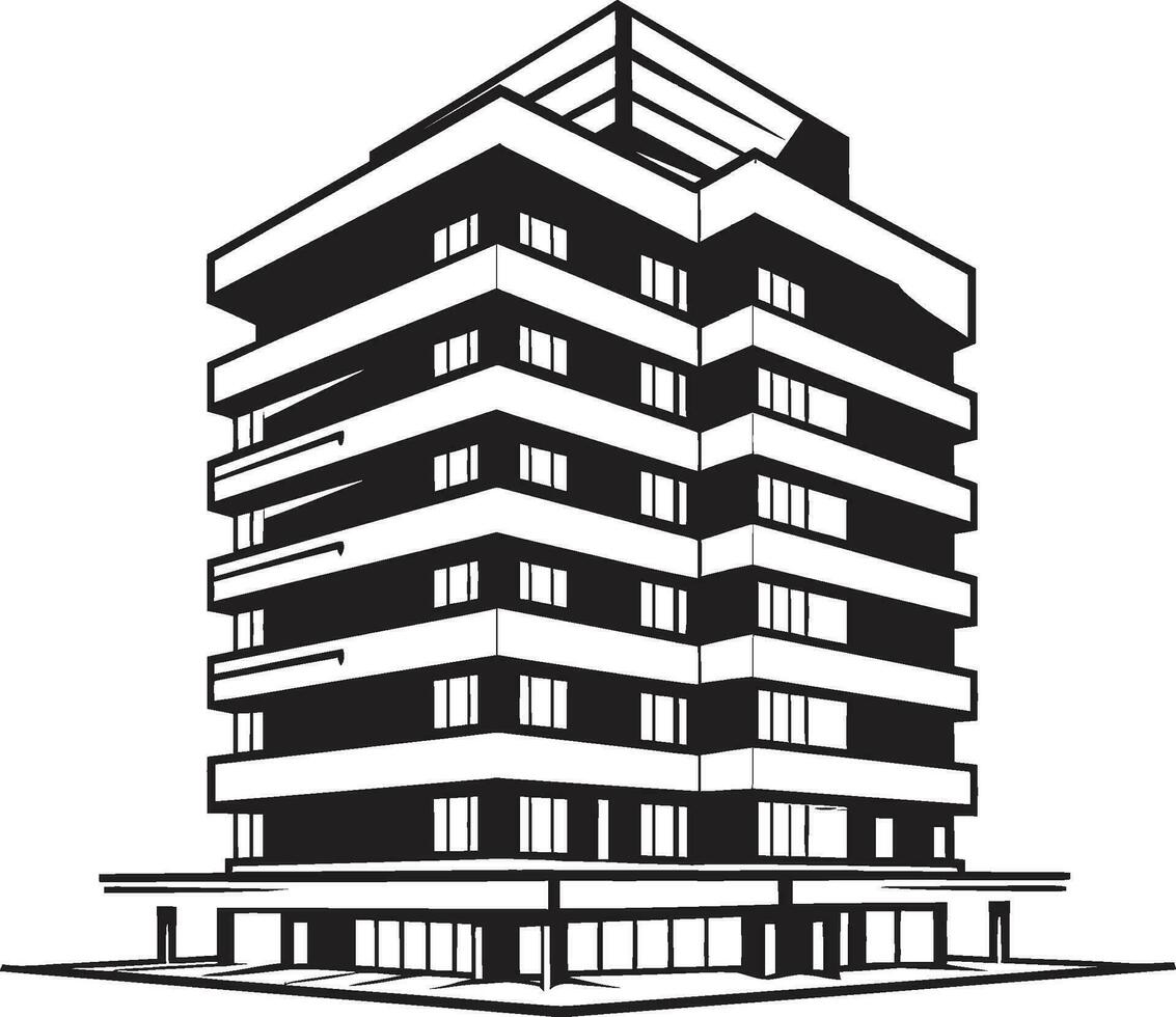 grootstedelijk essence meerdere verdiepingen stadsgezicht vector logo ontwerp stadslijn uitzicht impressies veelkleurig gebouw in vector icoon