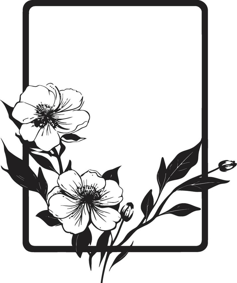 bevallig hand- getrokken bloemen noir vector logo icoon gemakkelijk bloemen samenstelling chique zwart embleem ontwerp