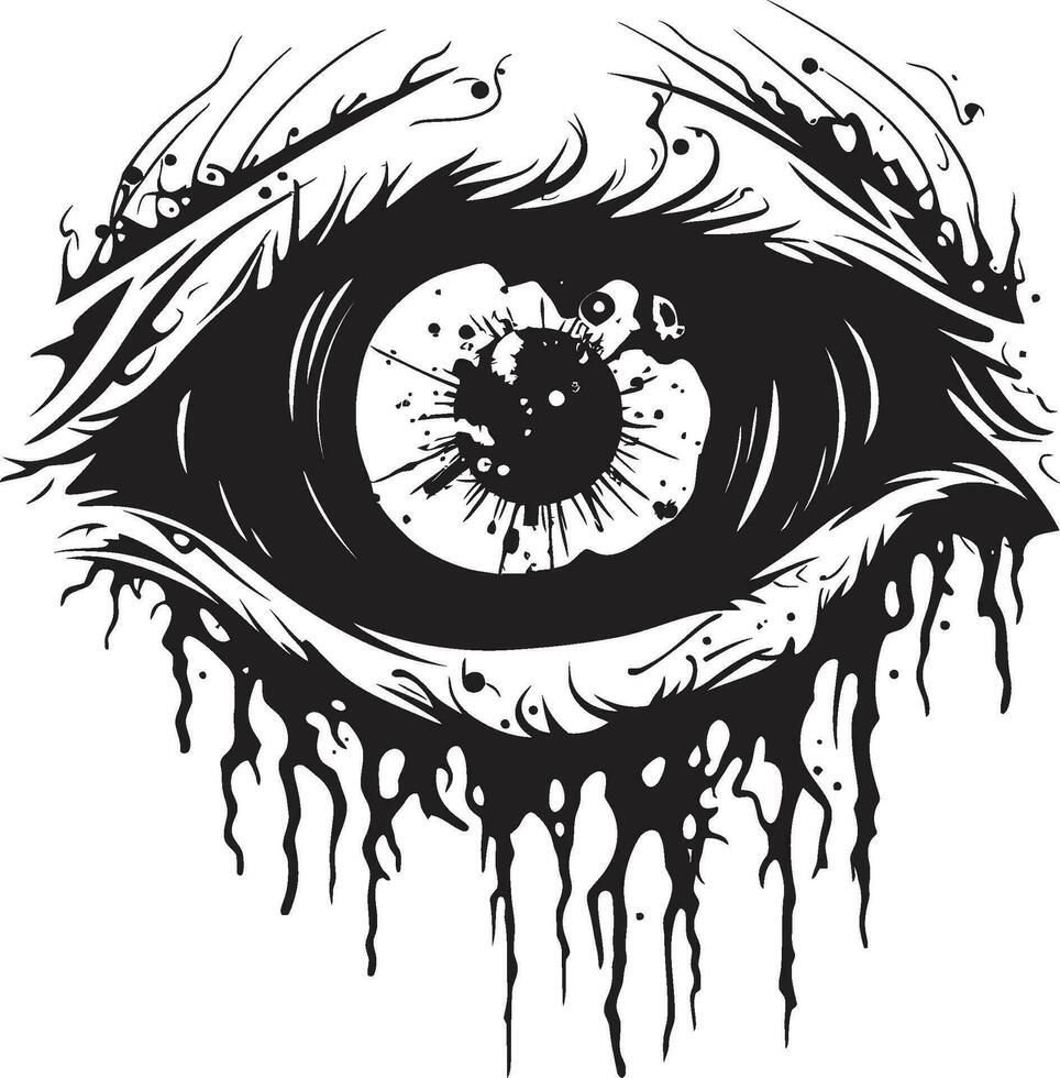 macabre zombie zicht zwart eng oog logo angstaanjagend ondood oog griezelig zwart vector