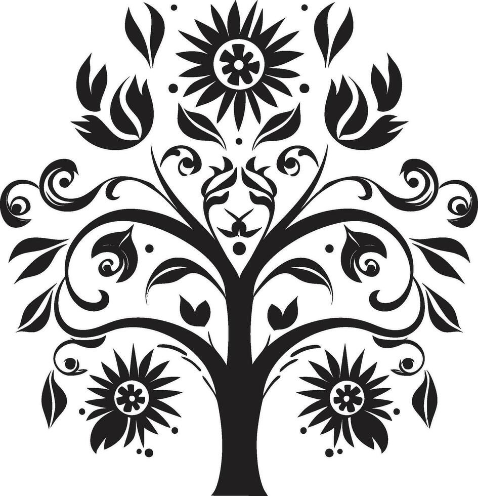 folklore in bloeien etnisch bloemen icoon symbool bloesem canvas bloemen achtergrond logo icoon vector