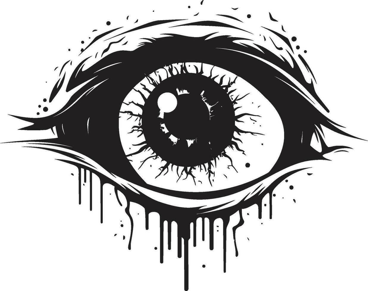 dreigend onaards oog griezelig zwart icoon achtervolgd zombie kijken vector eng oog embleem