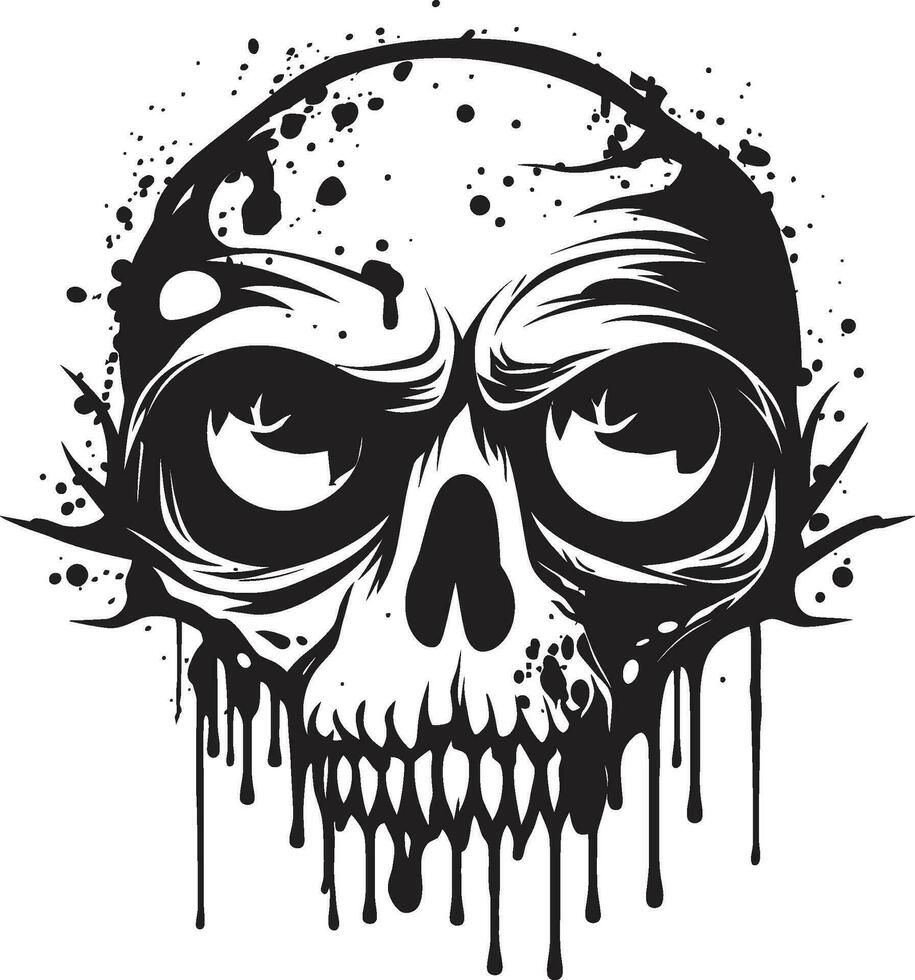 macabre zombie profiel zwart eng schedel logo angstaanjagend ondood grijns griezelig zwart vector