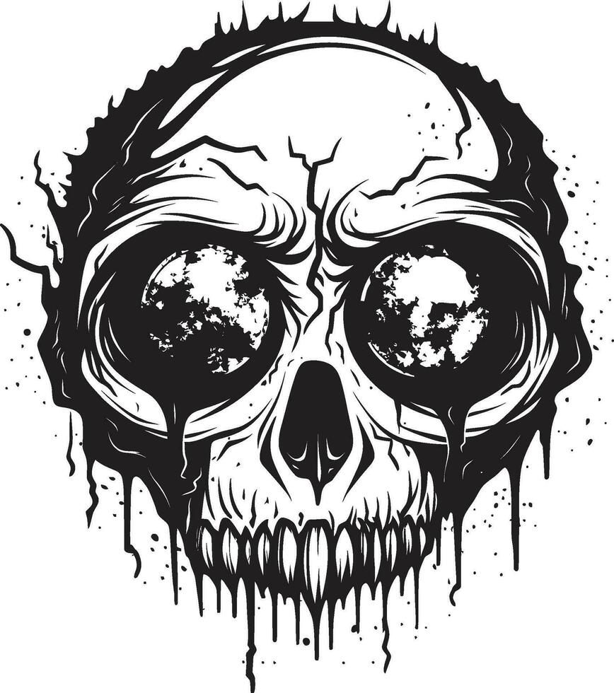 griezelig bot structuur griezelig vector icoon macabre zombie profiel zwart eng schedel logo