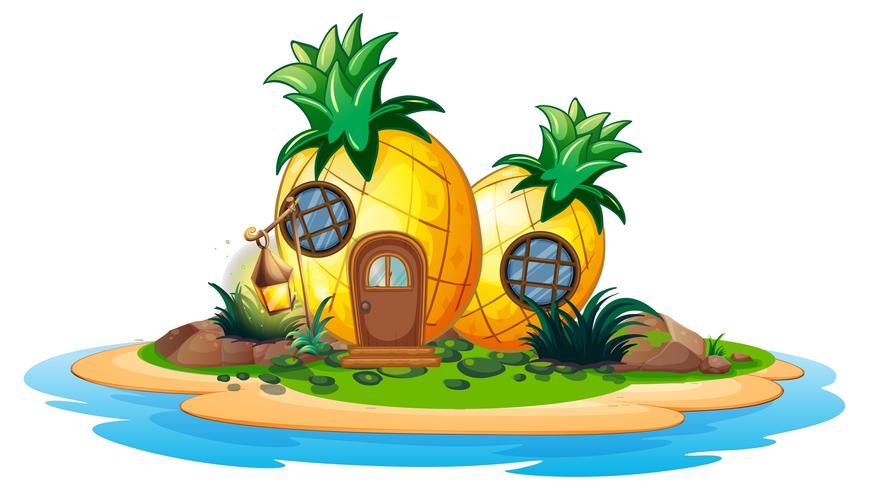 Ananashuis op eiland vector