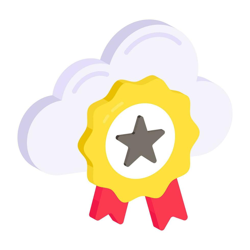 een vlak ontwerp icoon van wolk certificaat vector