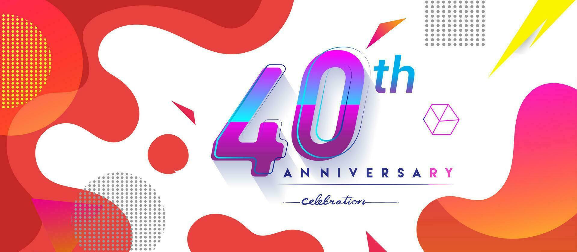 40e jaren verjaardag logo, vector ontwerp verjaardag viering met kleurrijk meetkundig achtergrond en cirkels vorm geven aan.