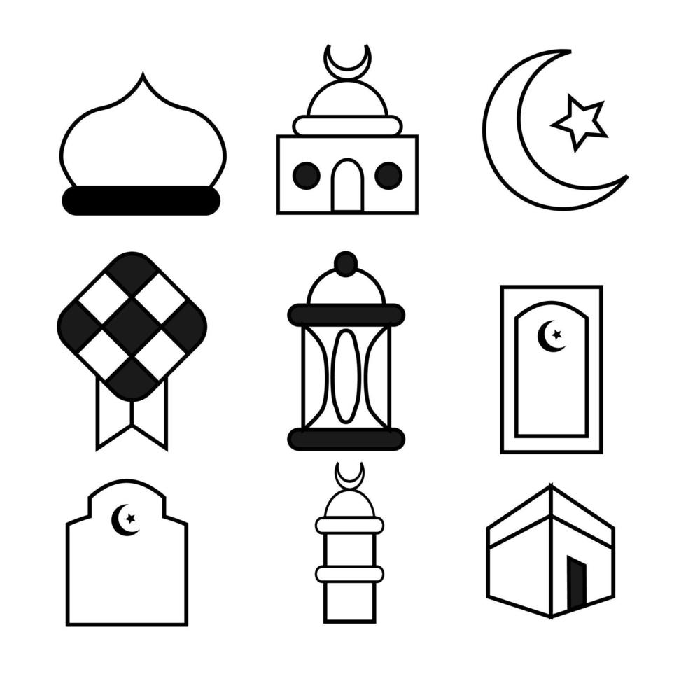 ramadan lijn kunst pictogram ontwerp. pictogramontwerp voor de sjabloon. vector