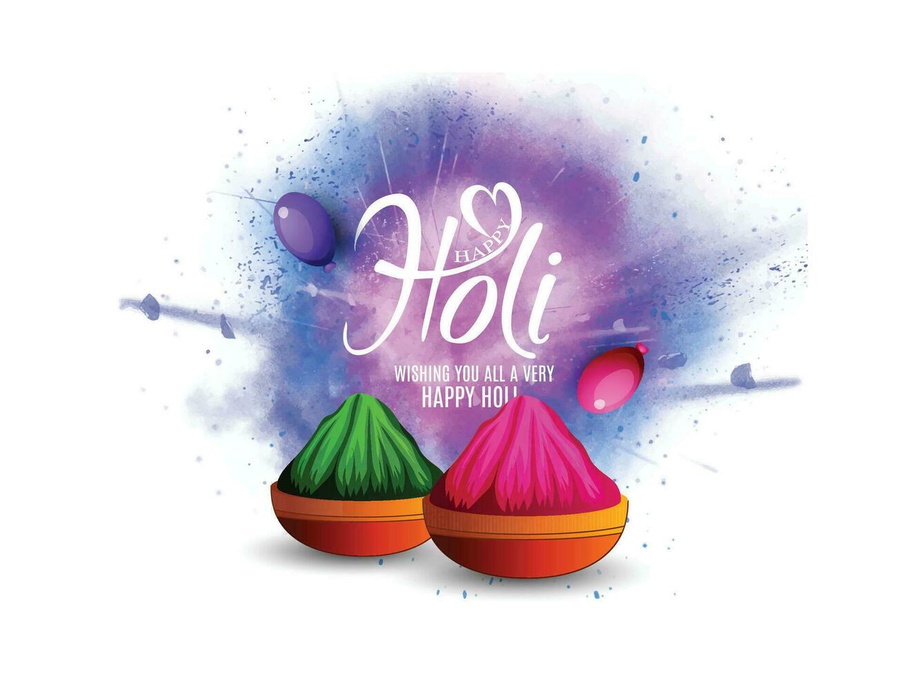 gelukkig holi festival van kleuren illustratie van kleurrijk gulal voor hallo, in Hindi holi hain betekenis haar holi vector