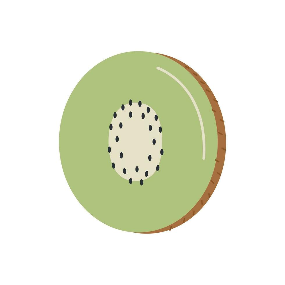 gesneden kiwi BES fruit . plak van tropisch kiwi. gemakkelijk gekleurde tekening icoon. vector illustratie.