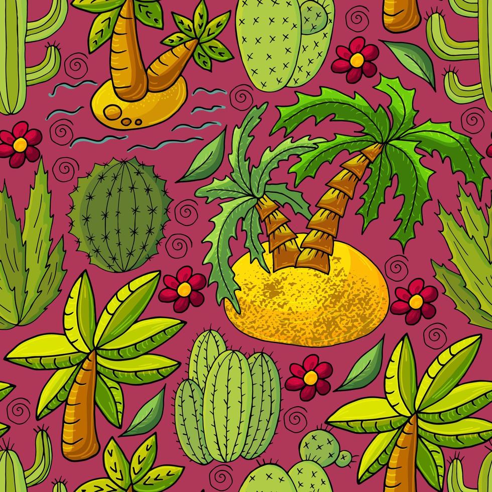 schattige vectorillustratie. cactussen, aloë, vetplanten. decoratieve natuurlijke elementen vector