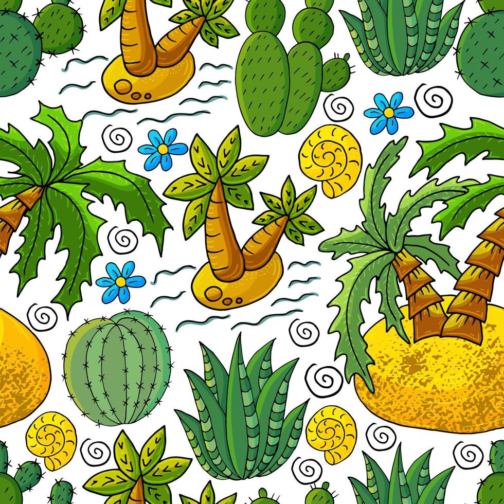 schattige vectorillustratie. cactussen, aloë, vetplanten. decoratieve natuurlijke elementen vector