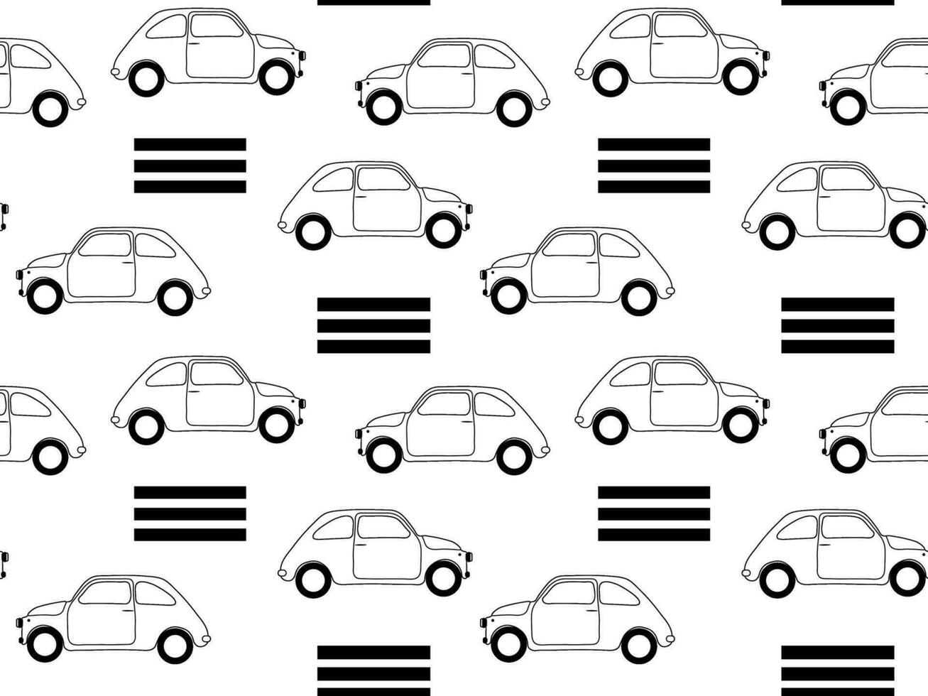 een zwart en wit naadloos patroon van klein auto's vector
