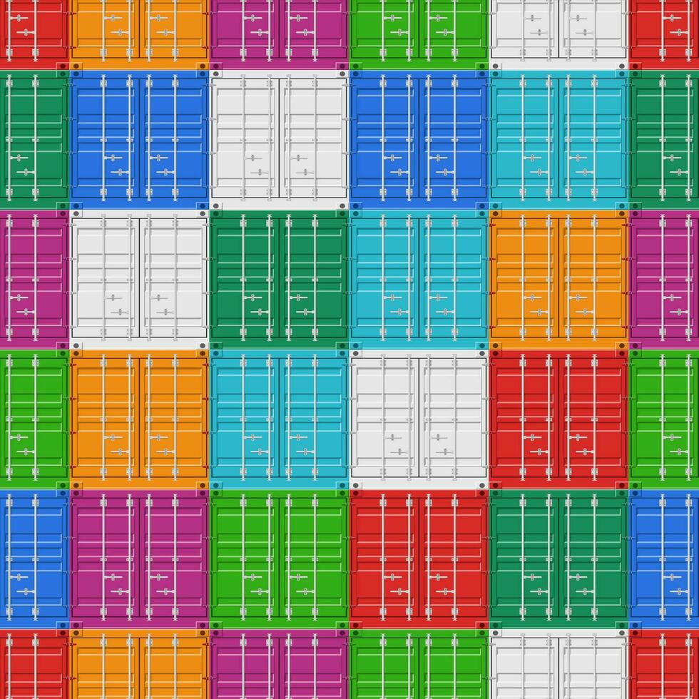 lading containers stack voor vracht Verzending en zee exporteren naadloos patroon. zee haven logistiek en vervoer vector illustratie