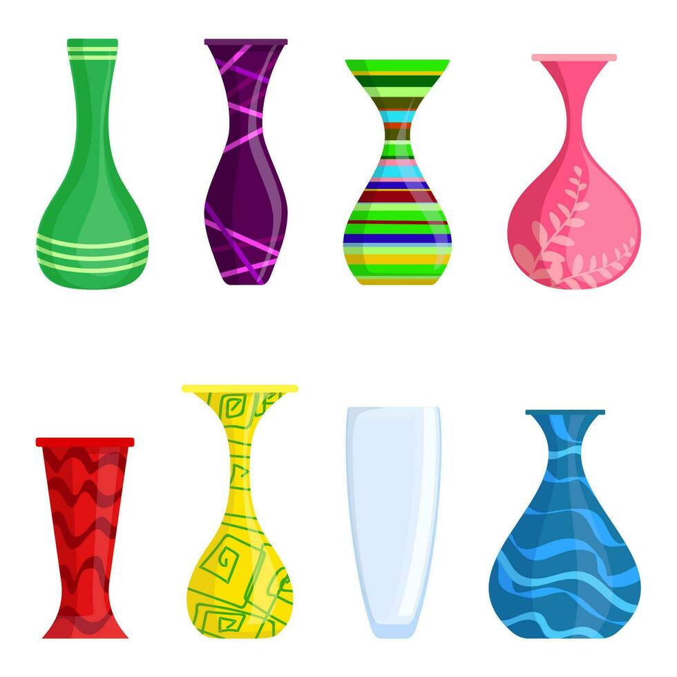 kleurrijk vazen vector reeks geïsoleerd Aan wit achtergrond. modern vazen voor bloemen. vector illustratie