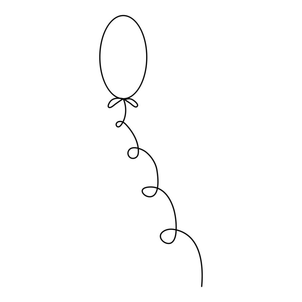 ballon een lijn kunst tekening doorlopend hart vector schets minimalisme ontwerp illustratie
