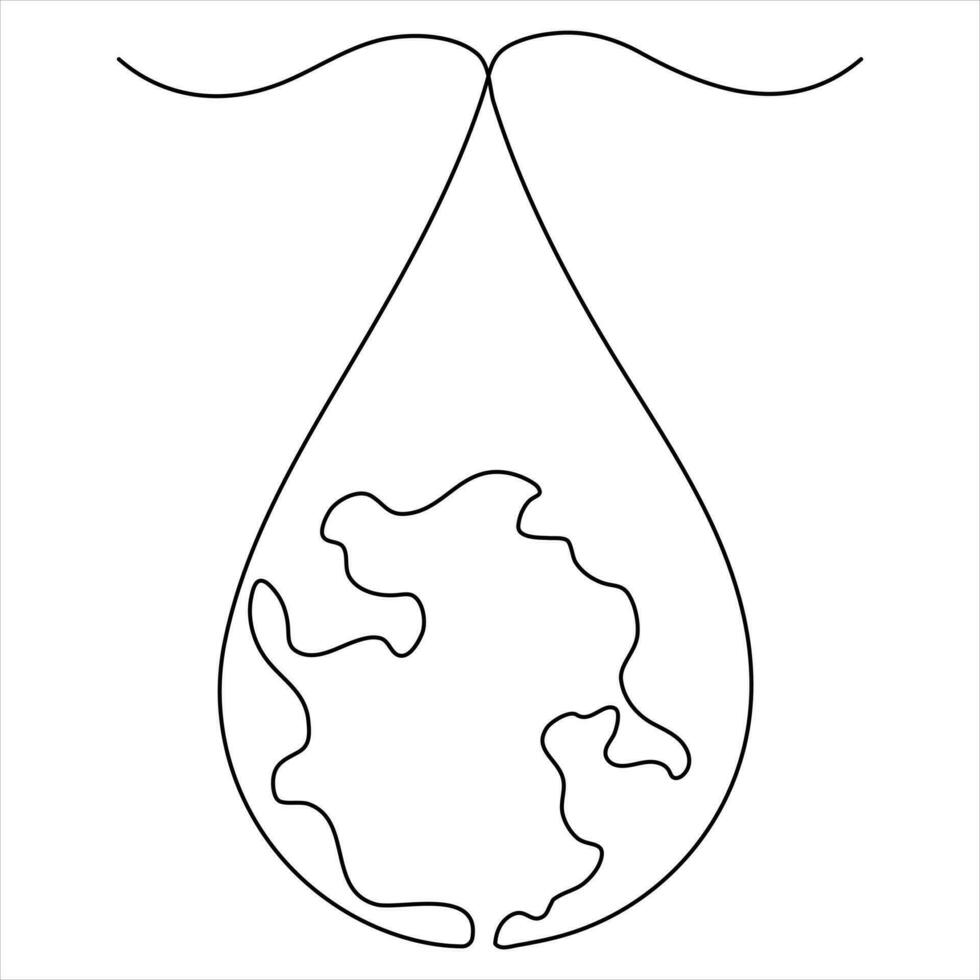 doorlopend een lijn kunst tekening water druppels Aan handen, wereld water dag concept schets vector illustratie