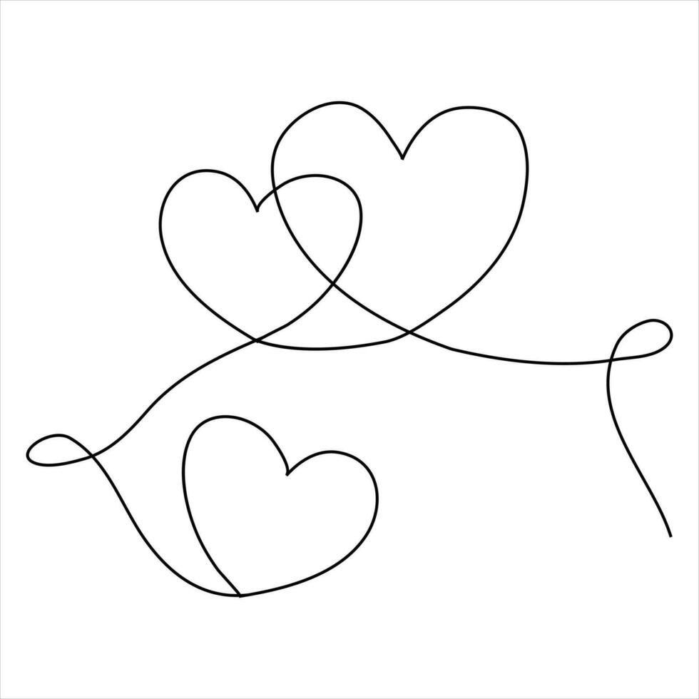 doorlopend single lijn tekening hart Valentijnsdag dag liefde geïsoleerd hand- getrokken vector illustratie