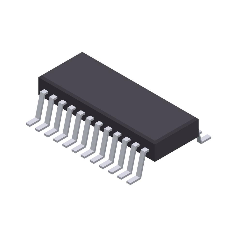 zilveren microcontroller isometrische samenstelling vector