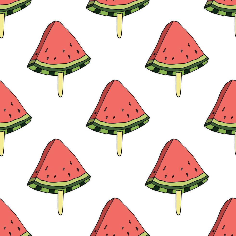 naadloos patroon met watermeloen tekening voor decoratief afdrukken, omhulsel papier, groet kaarten, behang en kleding stof vector