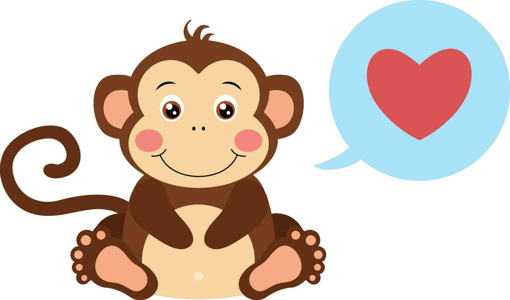 schattig aap met hart Aan toespraak bubbel vector