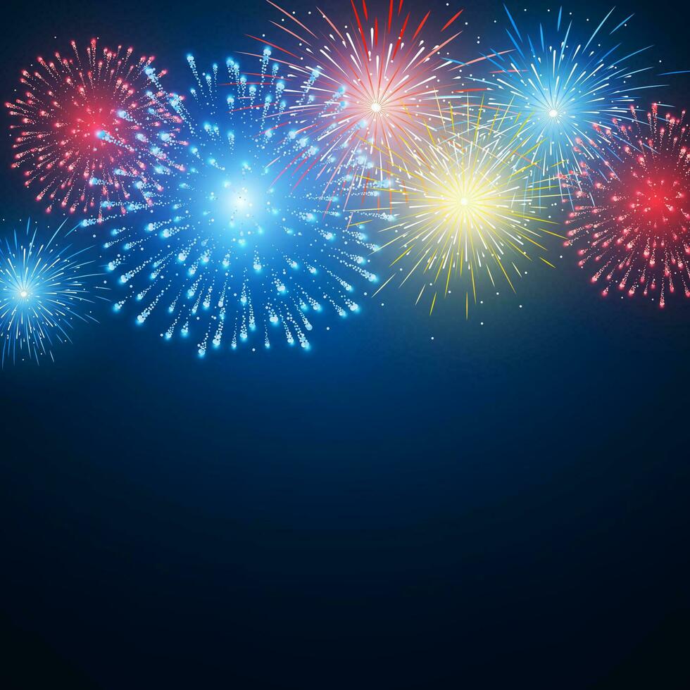 vuurwerk. festival kleurrijk vuurwerk. vector illustratie Aan blauw achtergrond