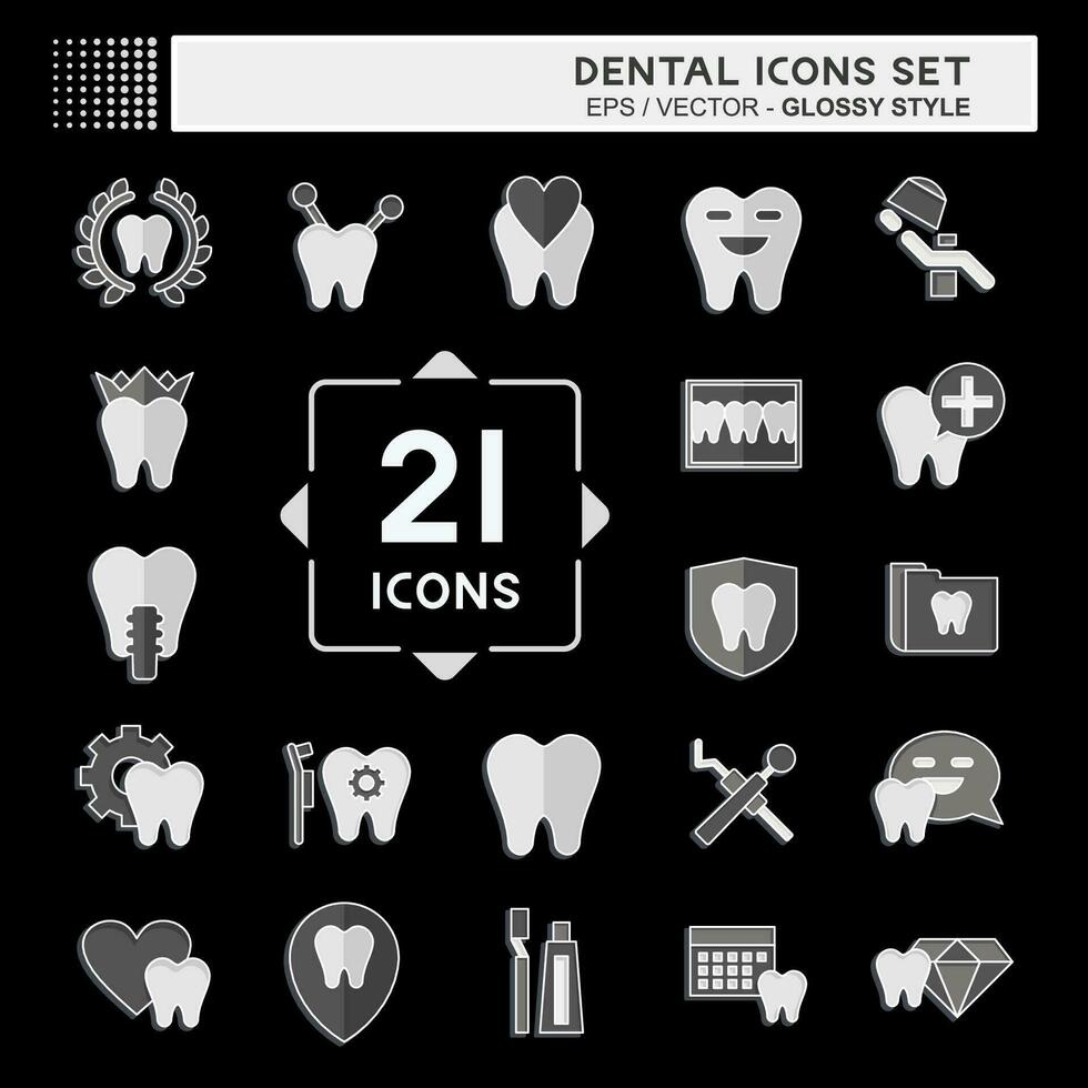 icoon reeks tandheelkundige. verwant naar Gezondheid symbool. glanzend stijl. gemakkelijk ontwerp bewerkbaar. gemakkelijk illustratie vector
