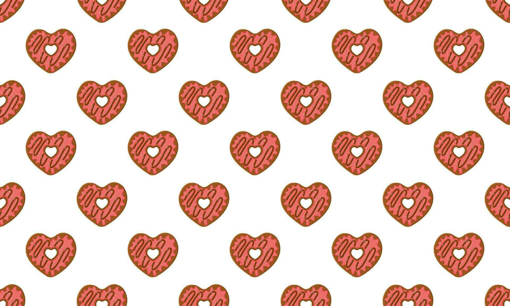 hart vormig donuts achtergrond naadloos patroon. zoet donuts voor valentijnsdag dag naadloos patroon. scrapbooking of omhulsel papier, servet of tafelkleed kleding stof ontwerp vector