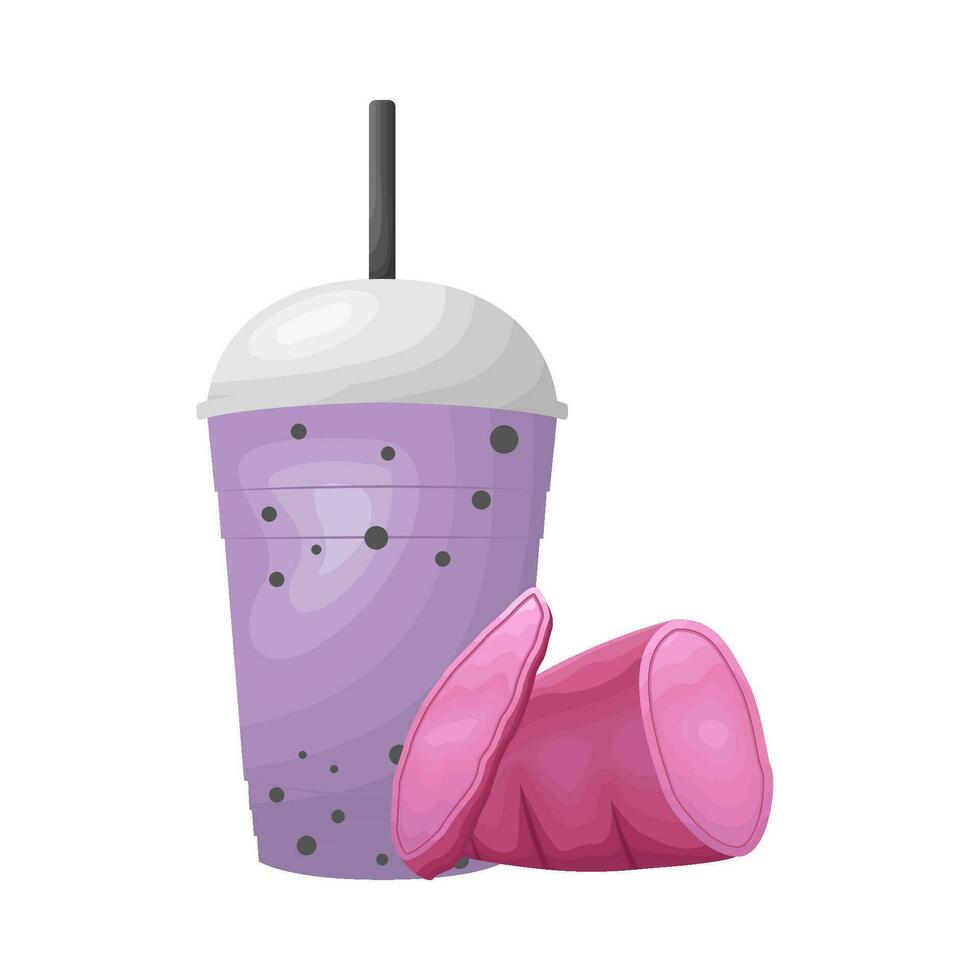 kop taro drinken met zoet aardappel Purper illustratie vector