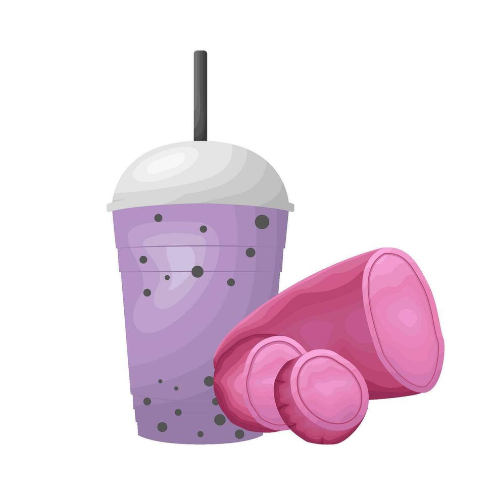 zoet aardappel met kop taro drinken illustratie vector