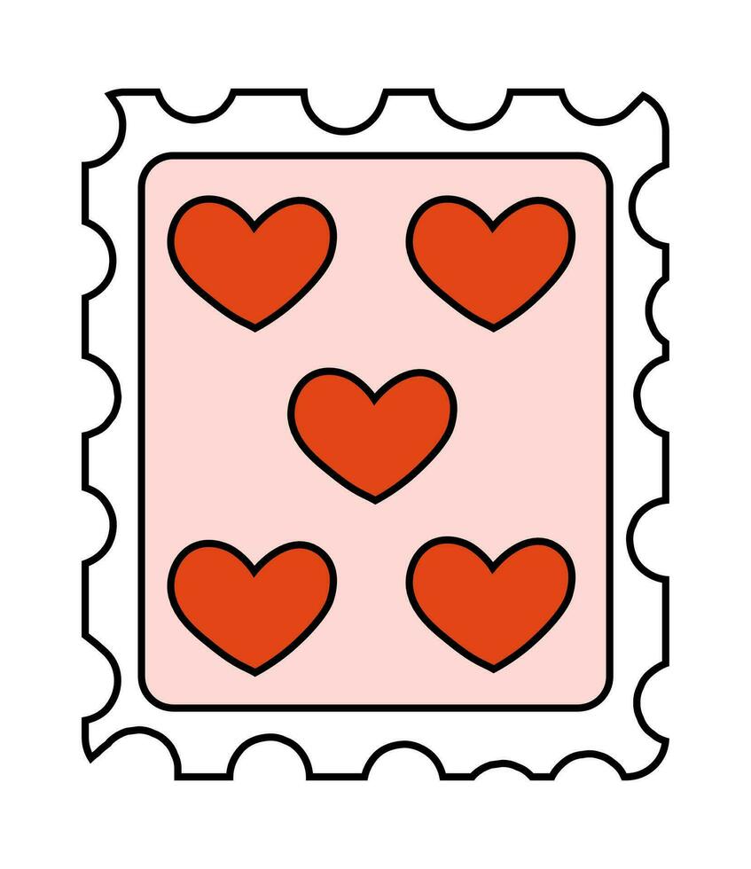 Valentijn dag post stempel. liefde poststempel met harten. 14 februari element. vector vlak illustratie.