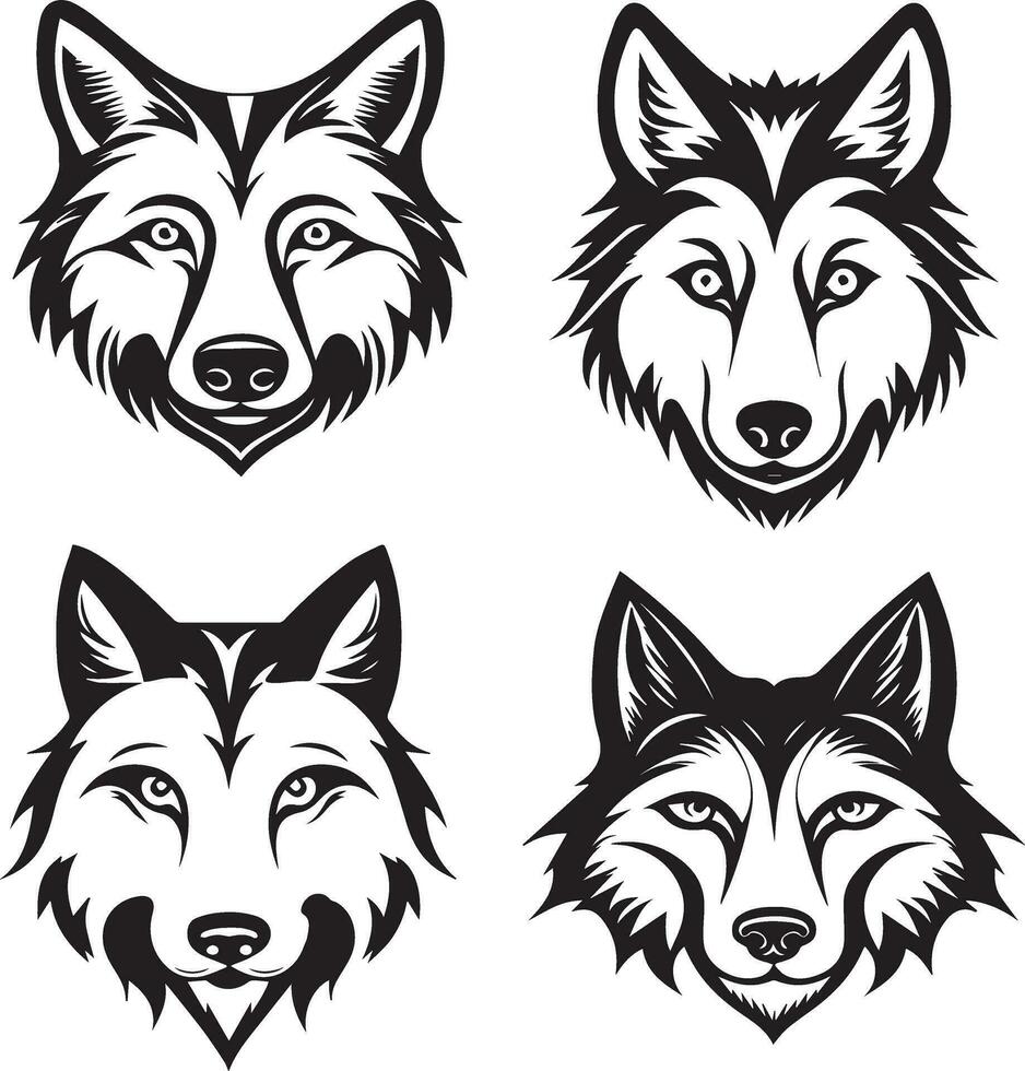 zwart wolf hoofd vector illustratie