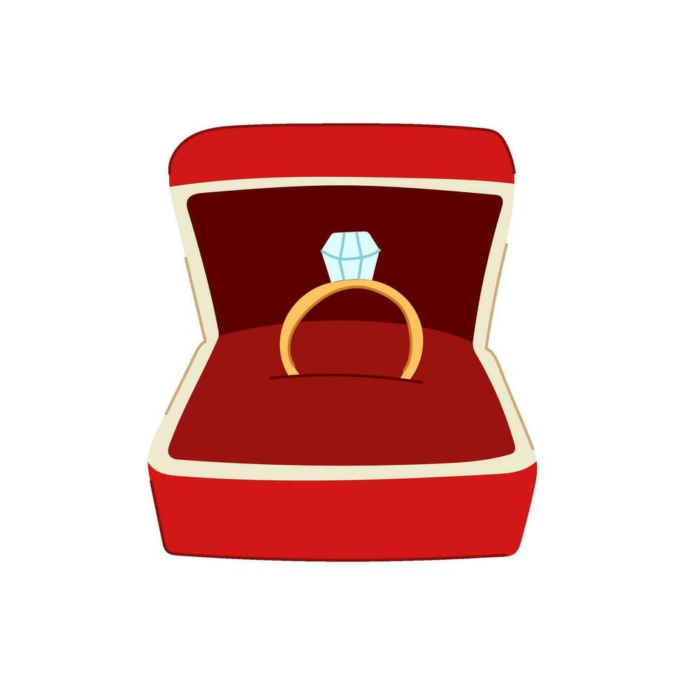 sieraden voorstel ring doos tekenfilm vector illustratie