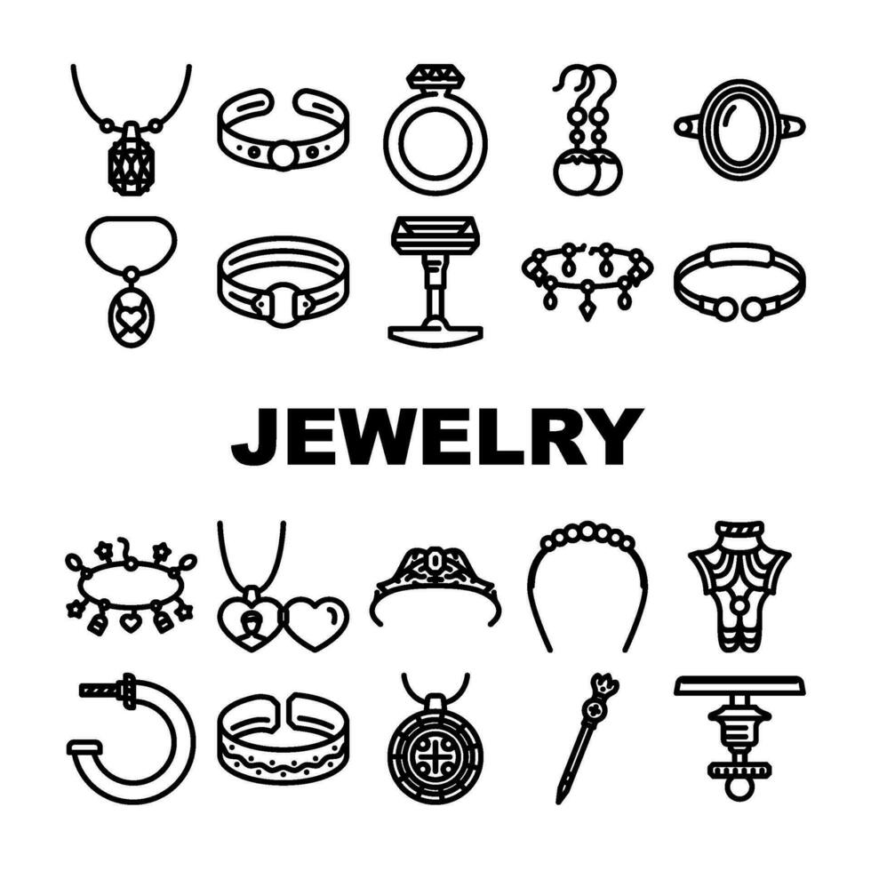 sieraden ring goud juweel pictogrammen reeks vector