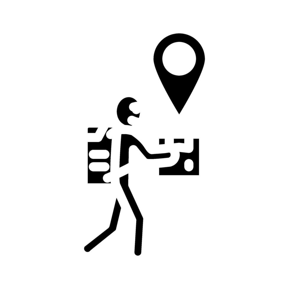 koerier kaart plaats glyph icoon vector illustratie