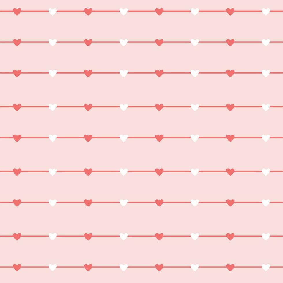 gelukkig Valentijn s dag. hart roze en wit en lijnen Aan een wit achtergrond naadloos patroon vector illustratie