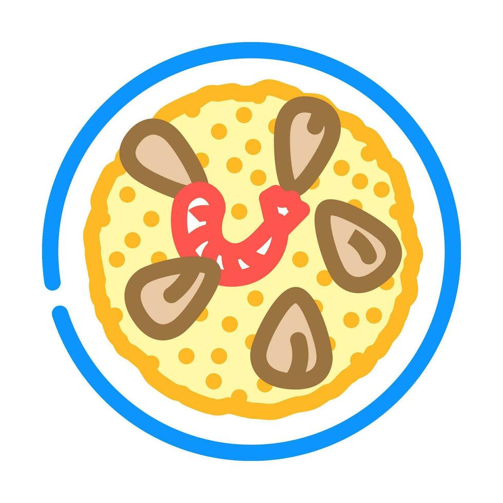 paella schotel Spaans keuken kleur icoon vector illustratie