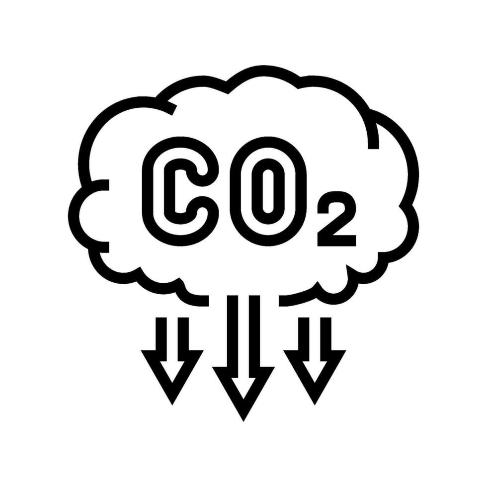 emissie vermindering koolstof lijn icoon vector illustratie