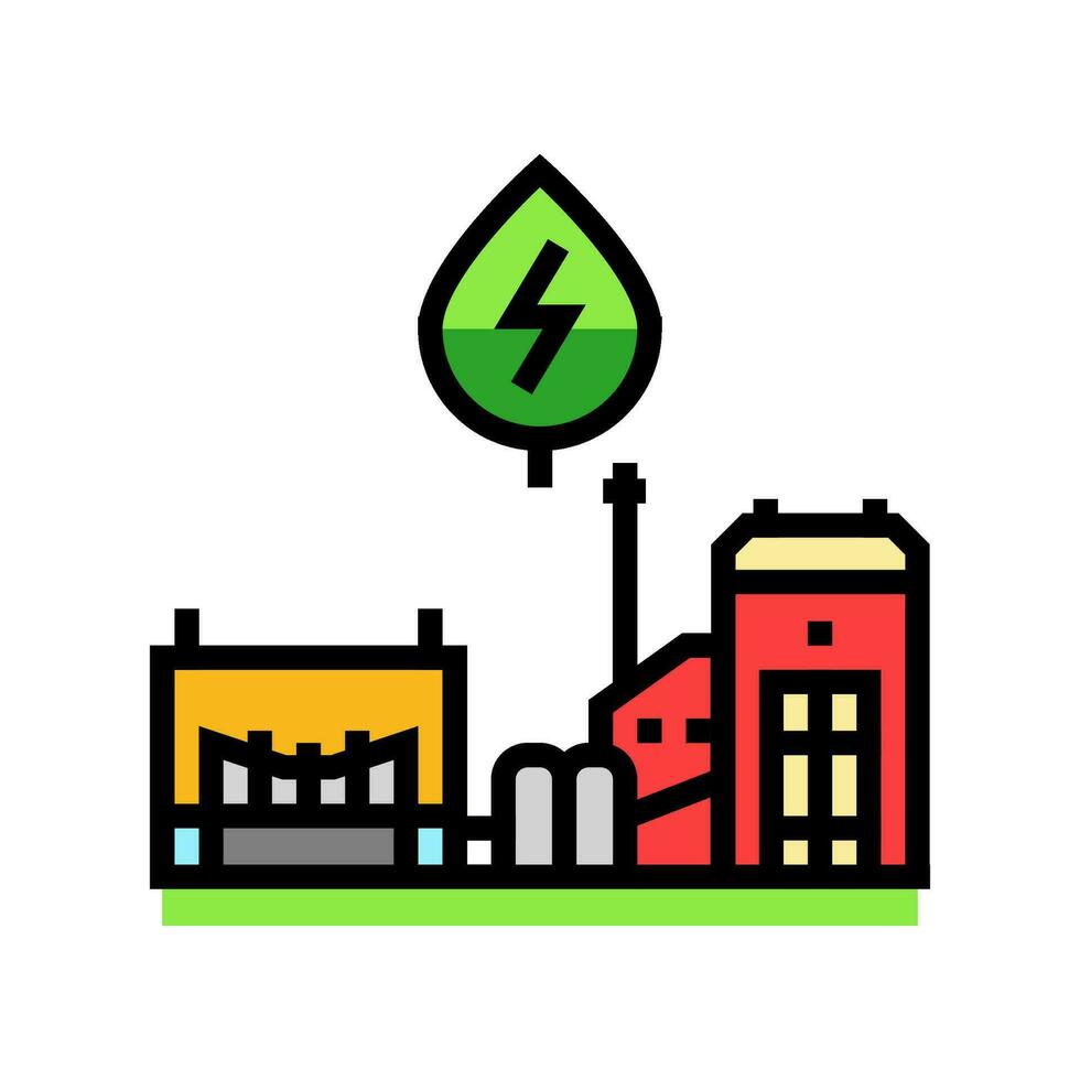 energie fabriek biomassa kleur icoon vector illustratie