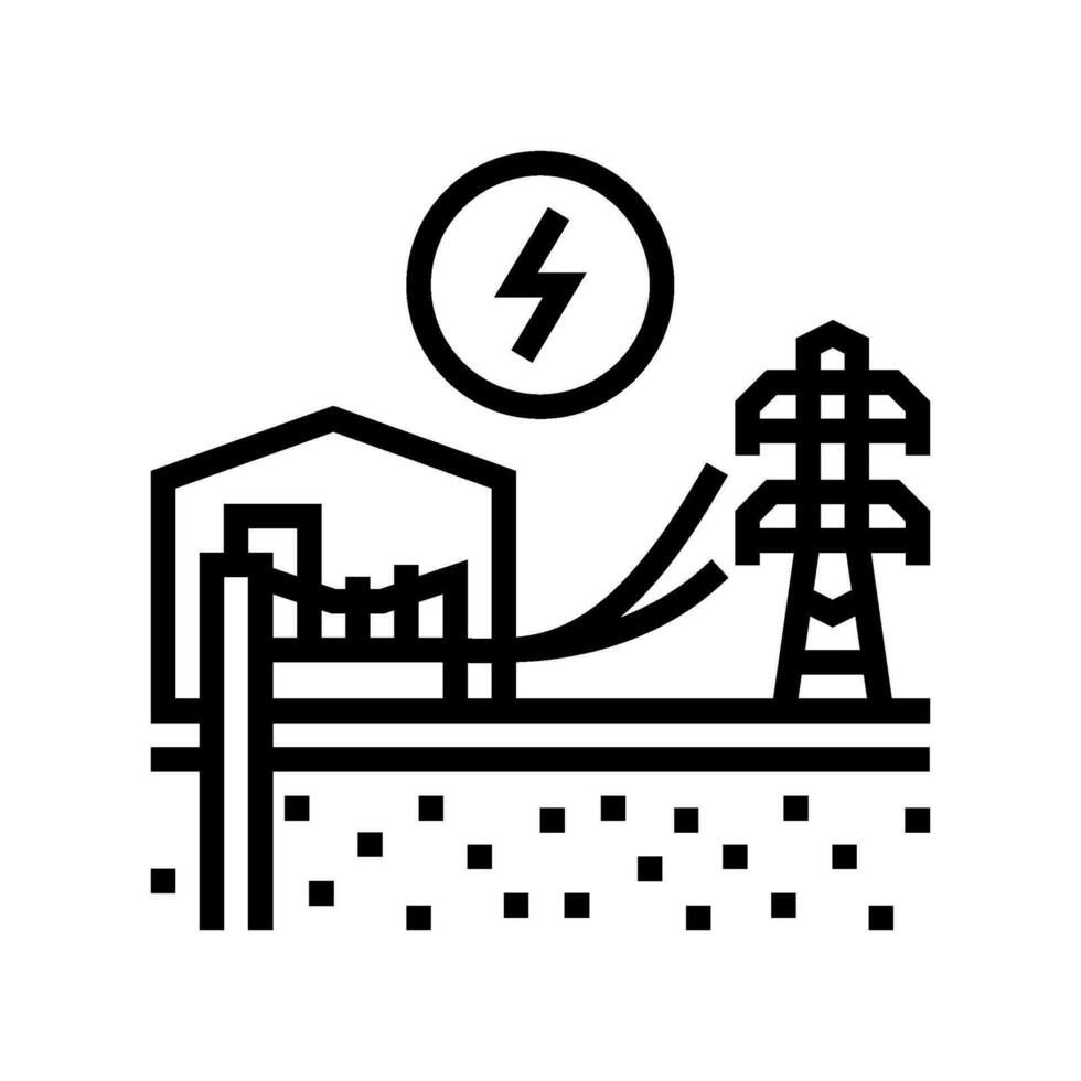 macht station geothermisch energie lijn icoon vector illustratie