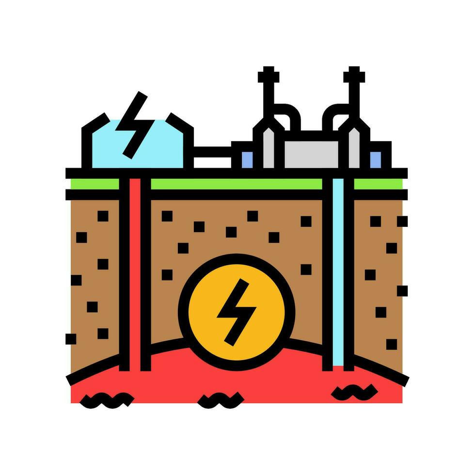elektriciteit geothermisch energie kleur icoon vector illustratie
