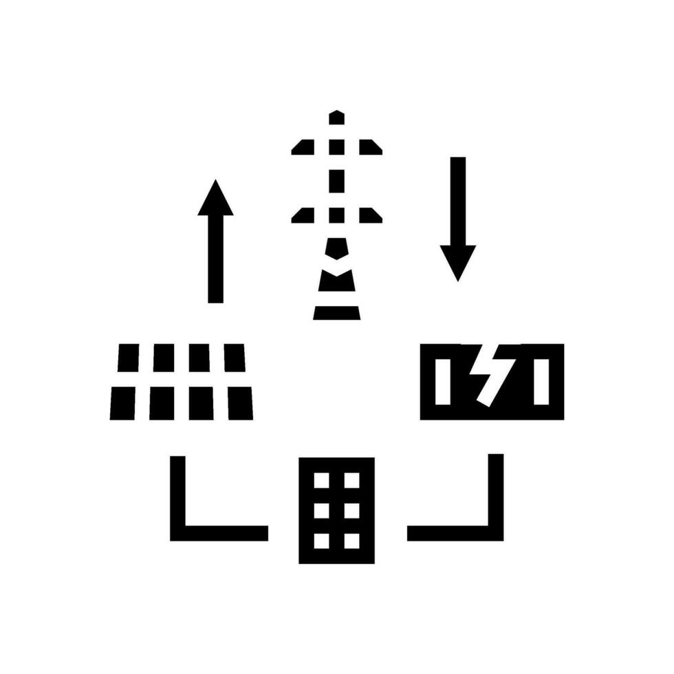 microgrids elektrisch rooster glyph icoon vector illustratie