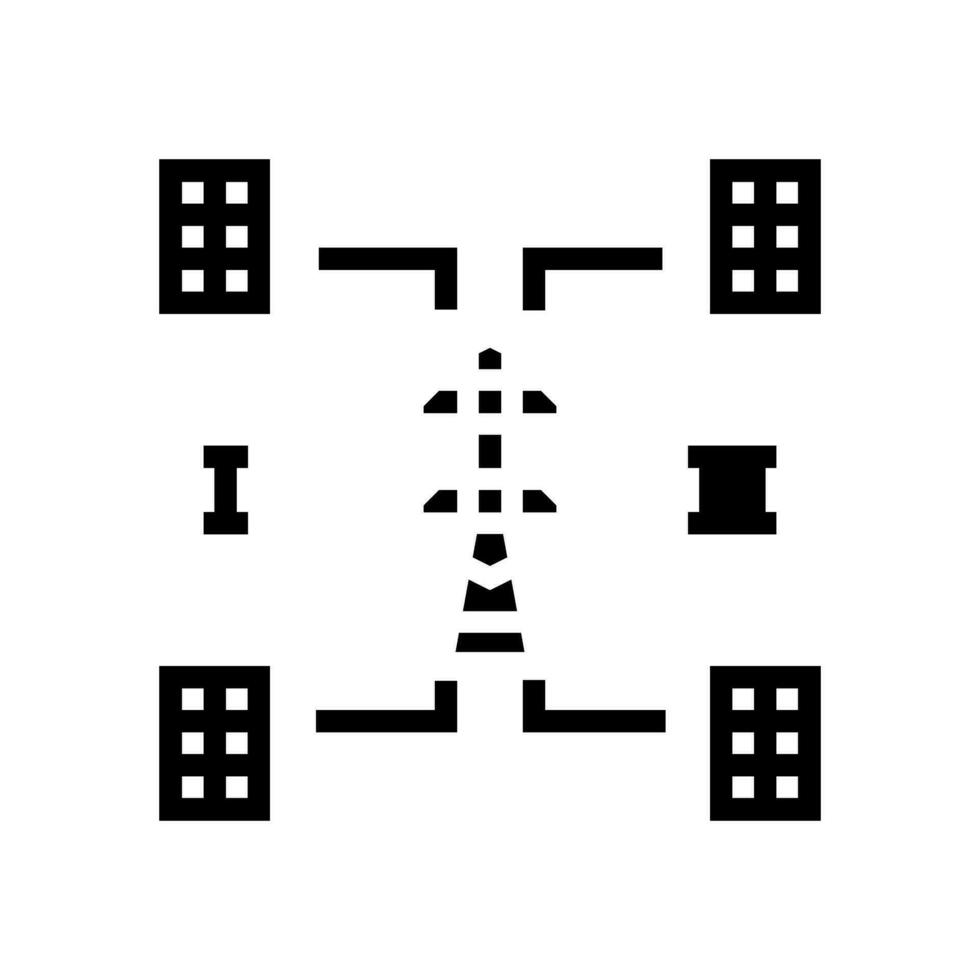 gedistribueerd generatie elektrisch rooster glyph icoon vector illustratie